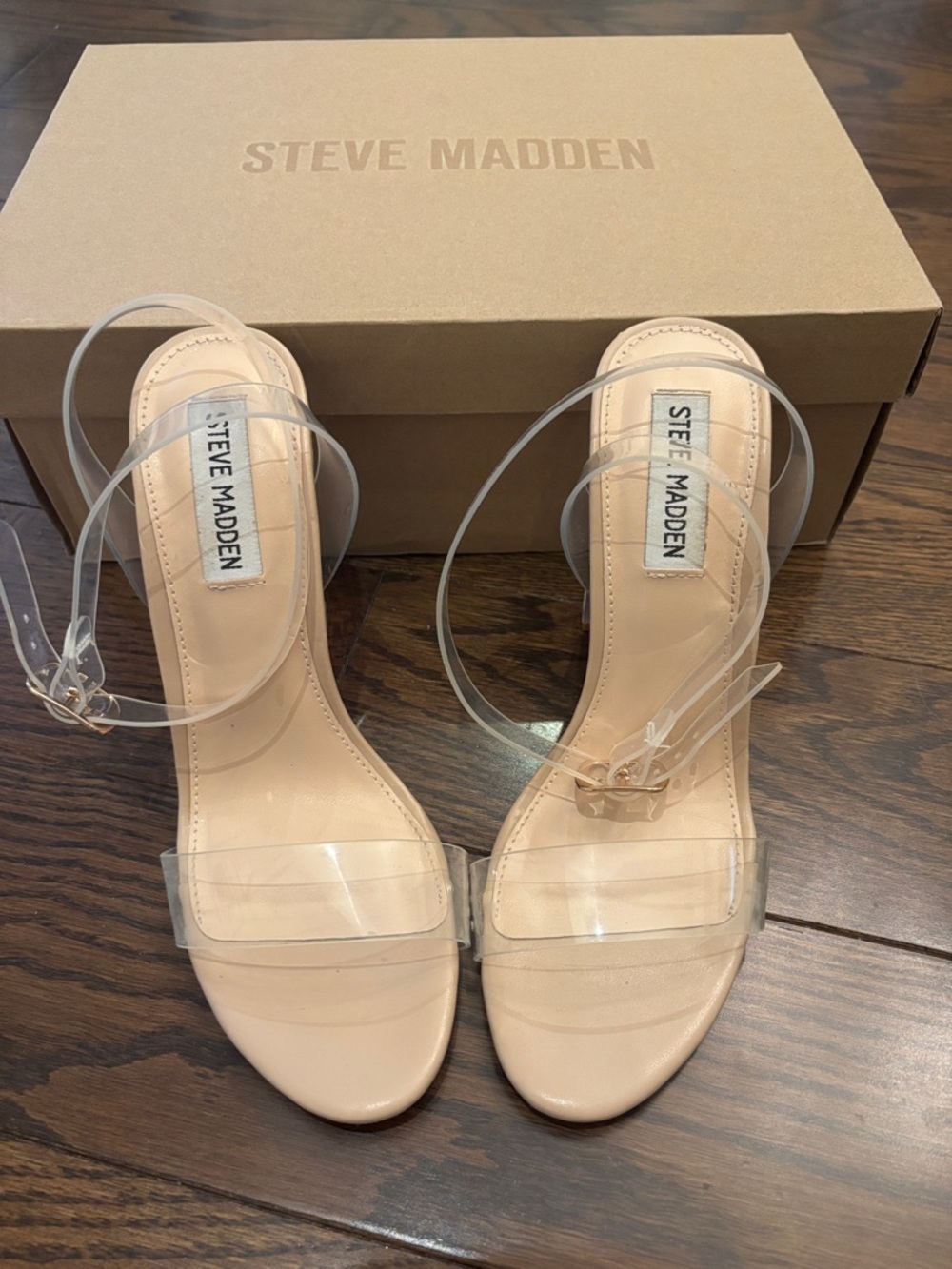 Steve Madden Camille-  Clear-Strap Heeled Sandals